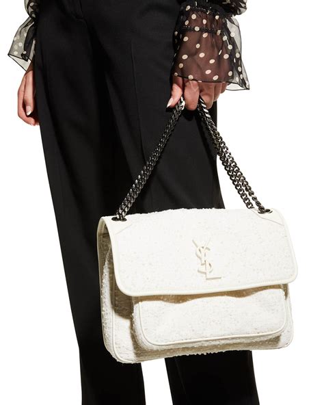 Saint Laurent Niki Medium YSL Boucle Tweed Chain Shoulder Bag